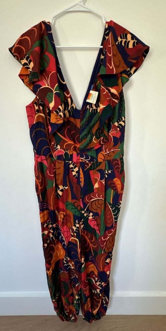 FARM Rio for Anthropologie Printed Ruffled Jumpsuit